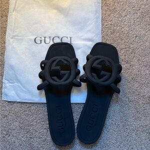 Gucci Black Rubber Slide Sandals